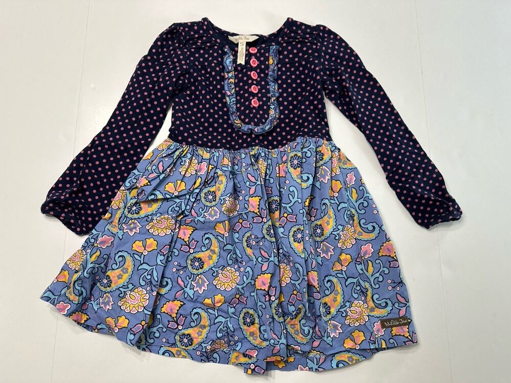 Matilda Jane Moments With You To Market Dress Size 6 Long Sleeved Blue